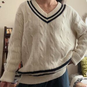 Brandy Melville blue and white(cream-ish) “Nikki” wool sweater
